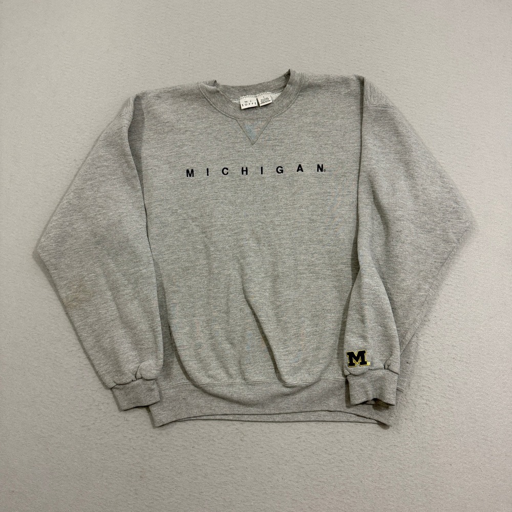 Vintage Michigan Wolverines Sweatshirt Men Large Gray NCAA Crewneck Pullover 90s